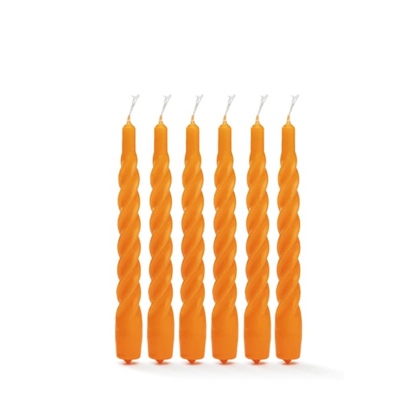 ANNA + NINA ORANGE TWISTED CANDLE SET OF 6