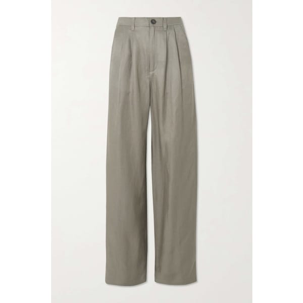 netaporter ANINE BING Carrie pleated woven wide-leg pants
