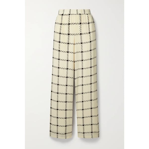 netaporter ANINE BING Owen checked crepe de chine wide-leg pants £219