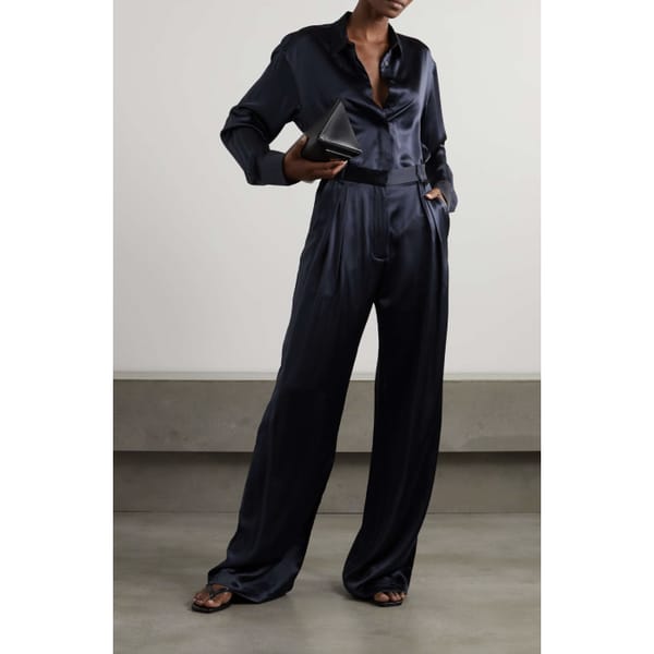 netaporter MICHAEL LO SORDO Pleated silk-satin wide-leg pants