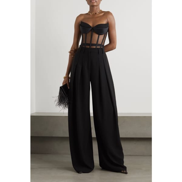 netaporter MÔNOT Pleated crepe wide-leg pants