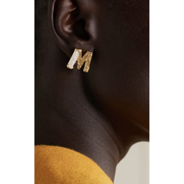 netaporter PACHAREE Alphabet gold-plated pearl earrings 1