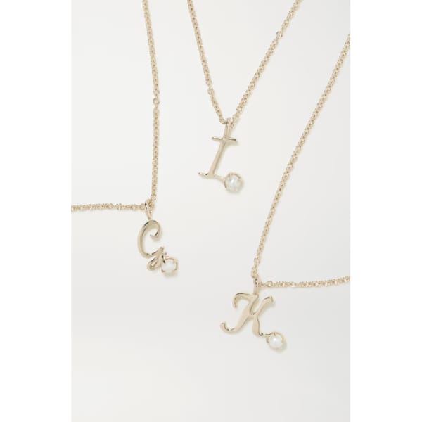 NETAPORTER STONE AND STRAND Alphabet 9-karat gold pearl necklace