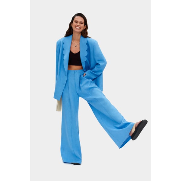 sleeper Dynasty Linen Pants in Cerulean Blue