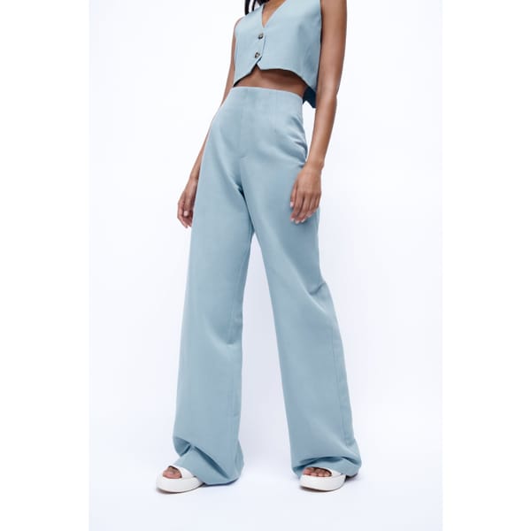 zara FULL LENGTH LINEN BLEND TROUSERS