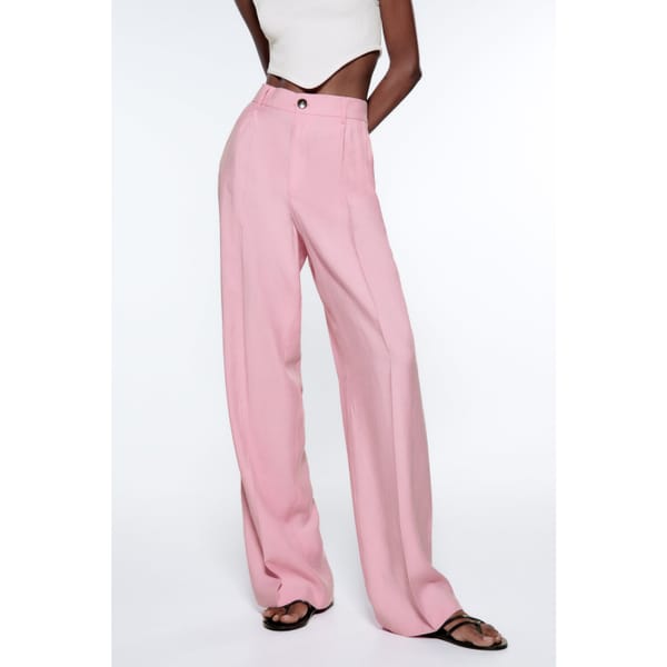 zara FULL LENGTH TROUSERS in pastel pink