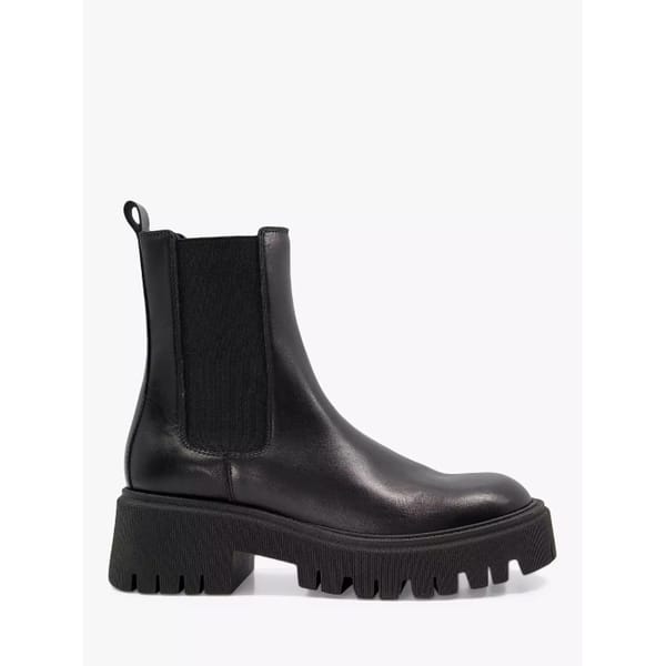 Dune Pasto Leather Track Sole Chelsea Boots, Black