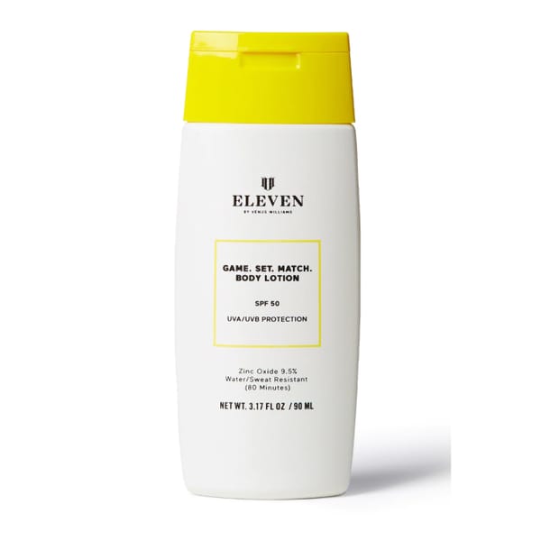 EleVen by Venus Willams Game Set Match Body Lotion SPF50 - celebrity skincare brands, skkn by kim, jlo beauty