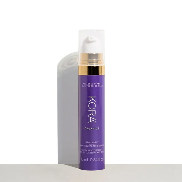 Kora Organics Noni Night AHA Resurfacing Serum - celebrity skincare brands, skkn by kim, jlo beauty