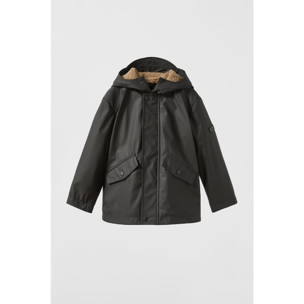 zara PADDED RUBBERISED PARKA WITH FAUX SHEARLING