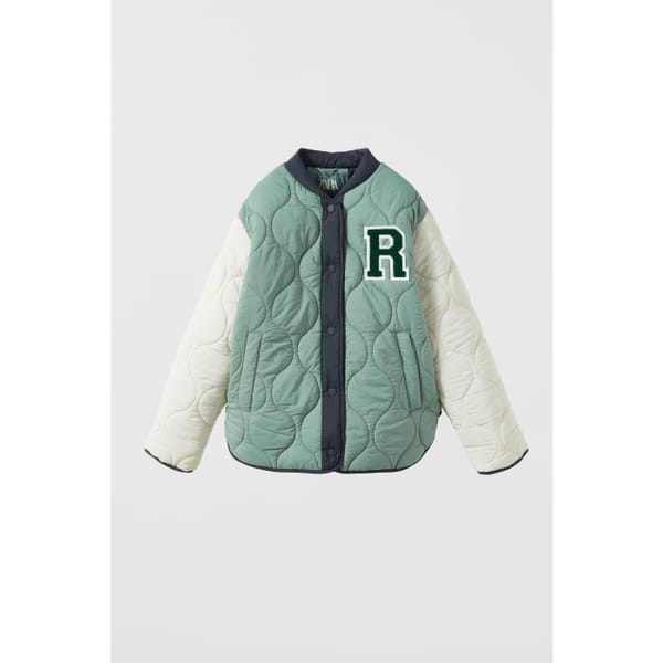 zara QUILTED BOMBER JACKET WITH TERRY FABRIC PATCH