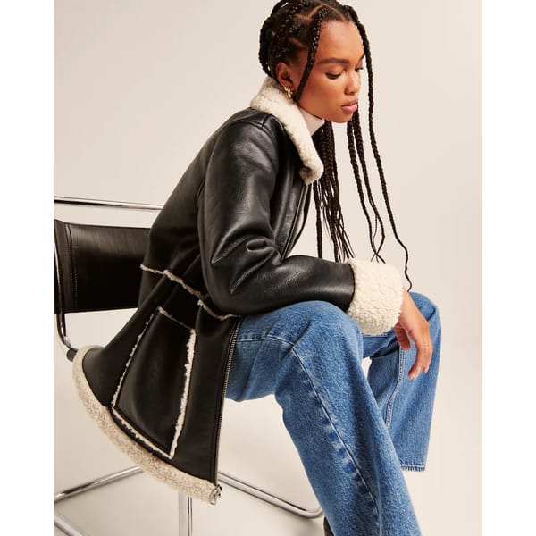 abercombie vegan shearling jacket