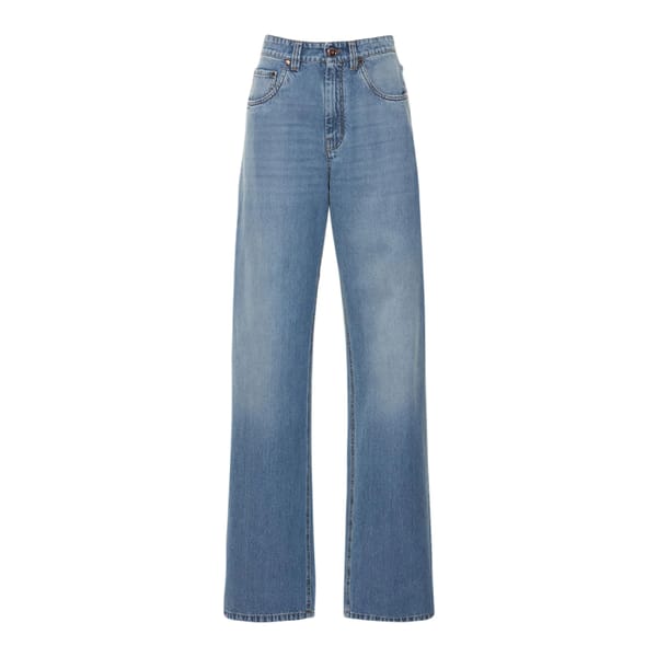 BRUNELLO CUCINELLI COTTON DENIM WIDE LEG JEANS