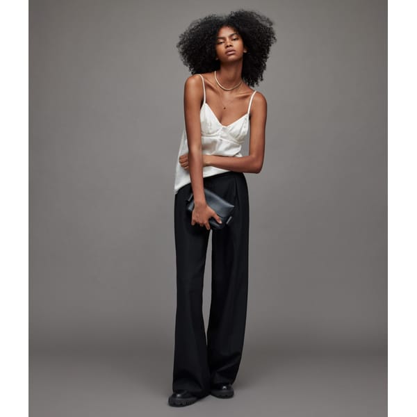 RALI SILK BLEND TOP in oyster white