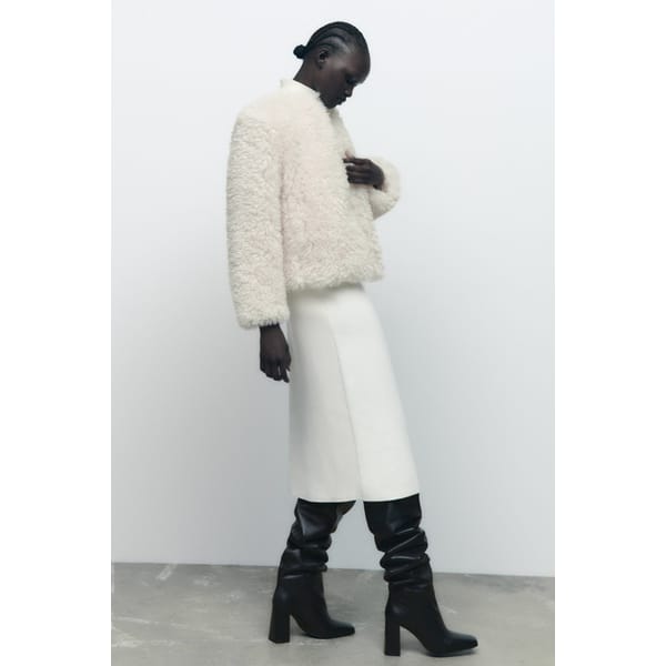 zara FAUX FUR CARDIGAN