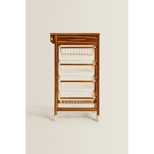 zara home WOOD AND METAL STORAGE FURNITURE WITH WHEELS