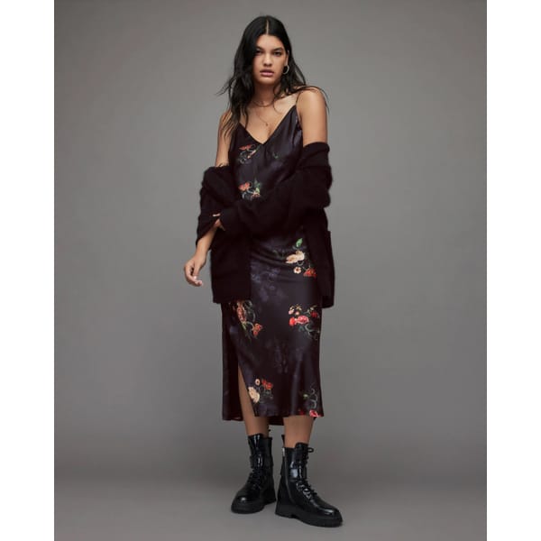 allsaints Melody Silk Blend Nancy Midi Dress