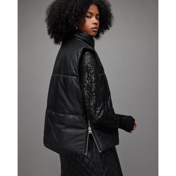 ALLSAINTS Bradbury Leather Puffer Gilet