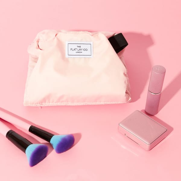 Blush Pink Full Size Flat Lay Makeup Bag