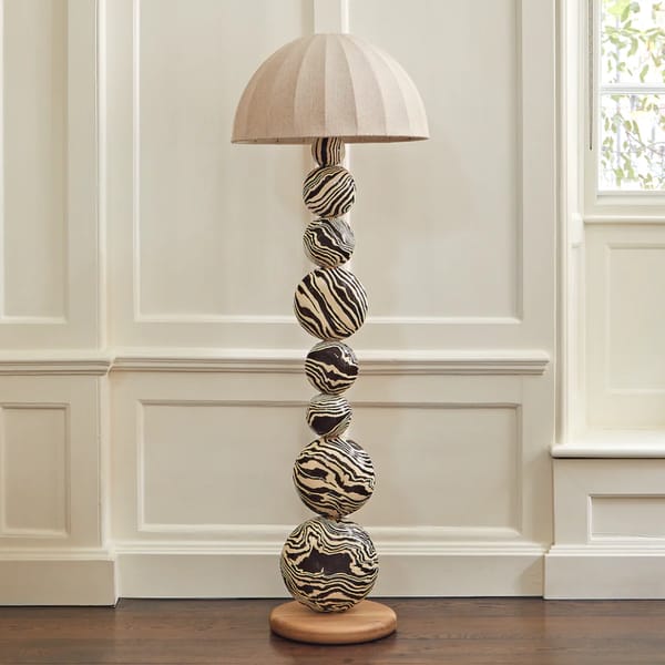 BROWN & WHITE CERAMIC _TALL_ FLOOR LAMP