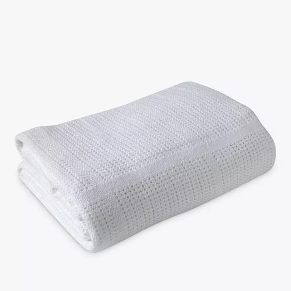 Clair de Lune Baby Cotton Cellular Pram Blanket, 90 x 70cm, White