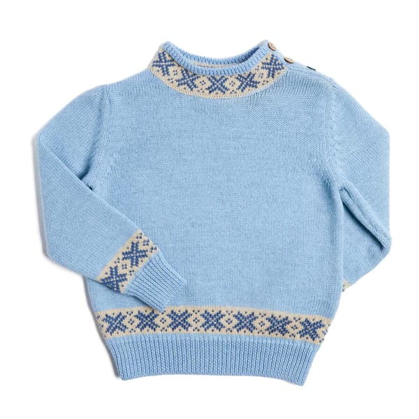 CLASSIC FAIR ISLE HIGH NECK JUMPER IN BLUe