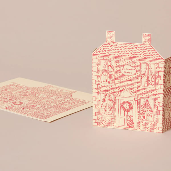 Press Out & Stand Up Ornamental Greeting Card, Christmas House Press Out & Stand Up Ornamental Greeting Card, Christmas House