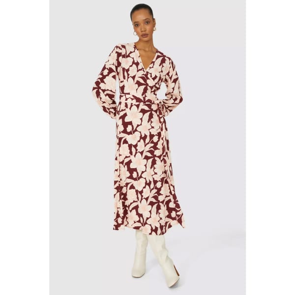 debenhams principles Floral Printed Wrap Fit _ Flare Midi Dress