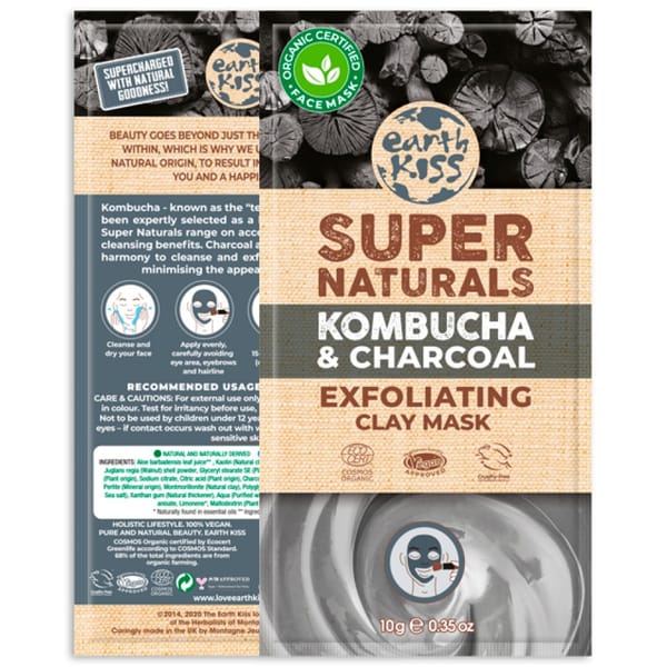 Earth Kiss Super Naturals Kombucha & Charcoal Exfoliating Clay Mask
