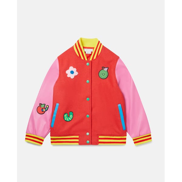Appliqué wool-blend bomber jacket