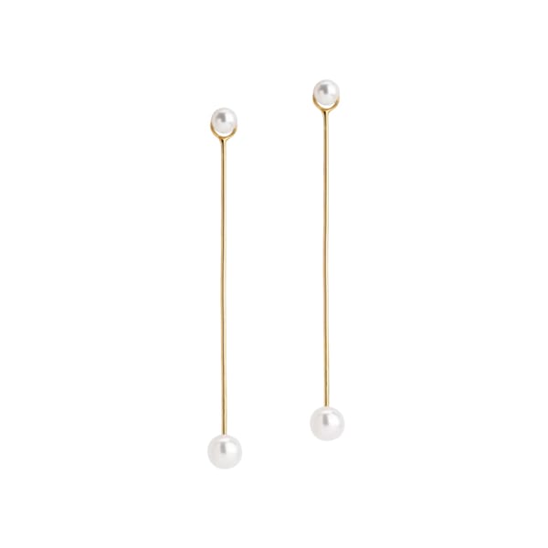 fine matter Extended twin pearl earrings By Satomi Kawakita Jewelry