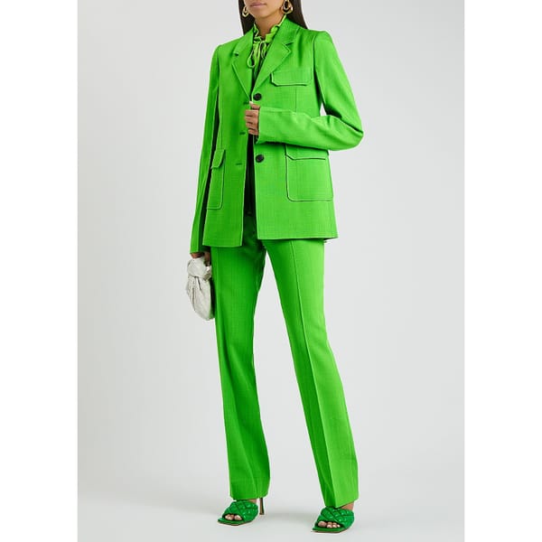 harvey nichols victoria beckham VICTORIA BECKHAM Green woven blazer and trousers