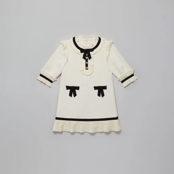 Ivory Crepe Bow Mini Dress