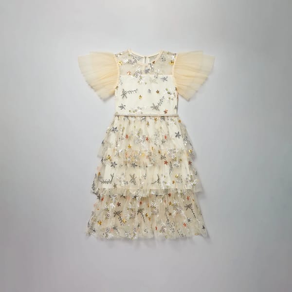 Ivory Star Mesh Midi Dress