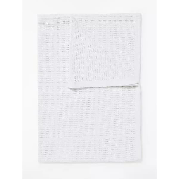 John Lewis ANYDAY Baby Cellular Pram Blanket, 90 x 70cm, Pack of 2, White