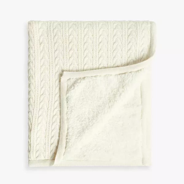 john lewis Cable Sherpa Fleece Baby Blanket, 100 x 80cm