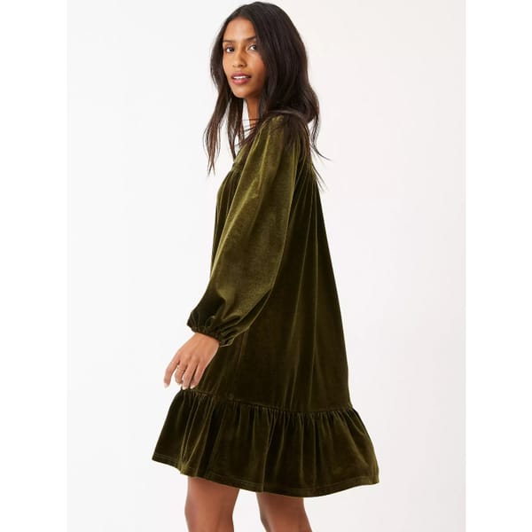 FatFace Poplar Velvet Swing Dress, Green