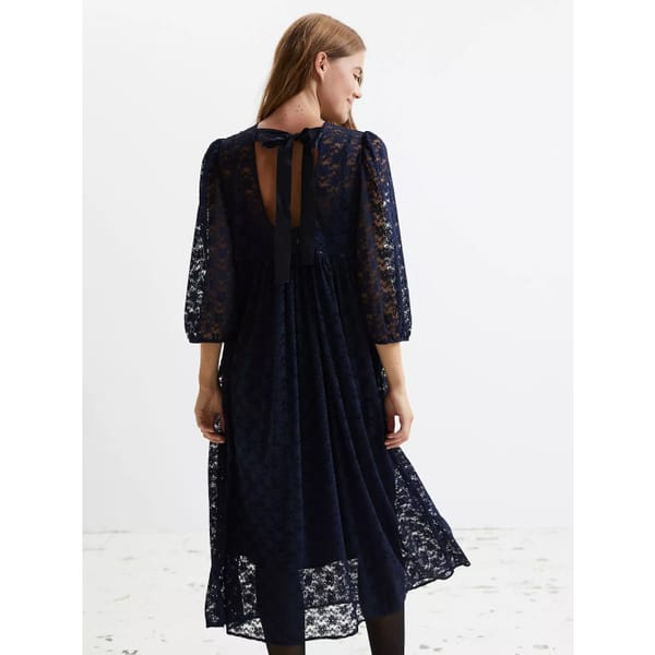 JOHN LEWIS Lollys Laundry Marion Lace Midi Dress, Dark Blue