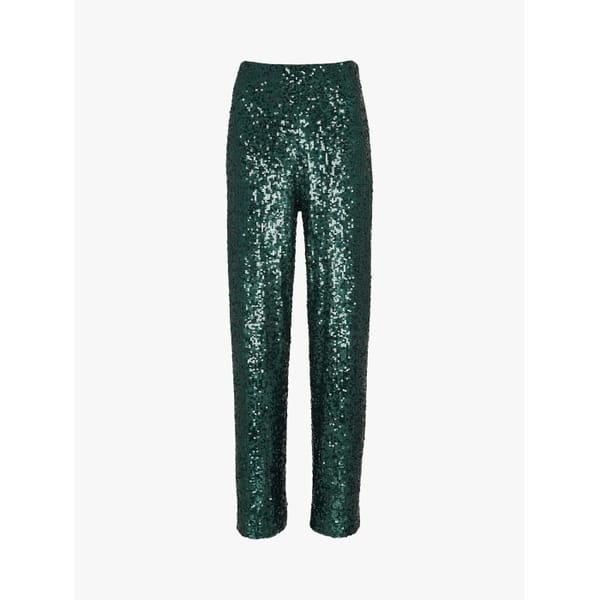 Petra Sequin Trousers, Dark Green