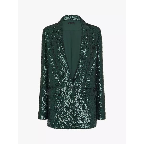 john lewis Whistles Sequin Single Breasted Blazer, Dark Green