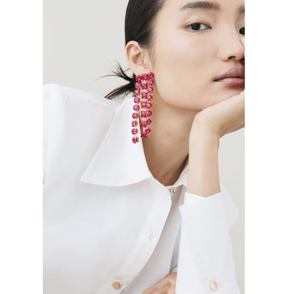 Gold Plated Diamante Hanging Earrings