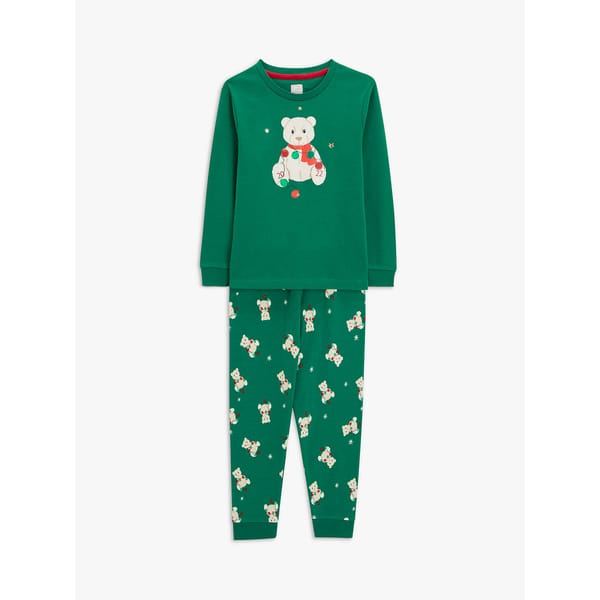Kids' Lewis Bear Jersey Pyjama Set, Green