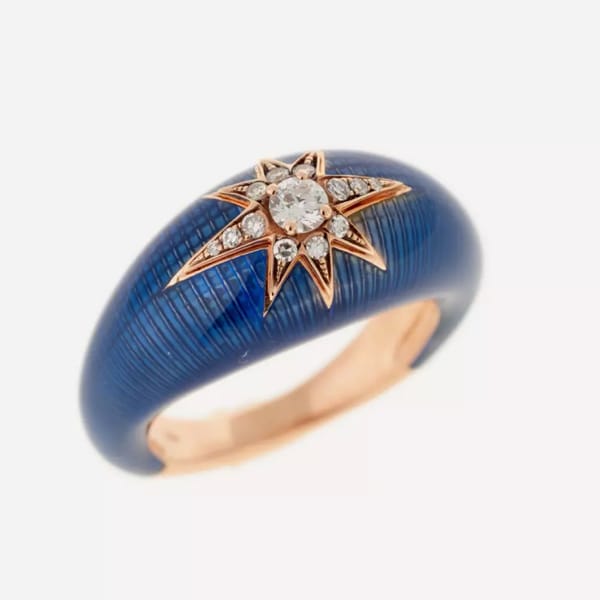 liberty SELIM MOUZANNAR 18ct Rose Gold Aida Enamel Diamond Ring