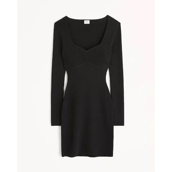 Long-Sleeve Corset Mini Sweater Dress