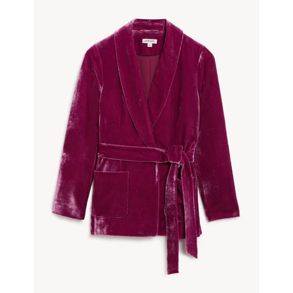 M_S Jaeger Velvet Belted Blazer with Silk