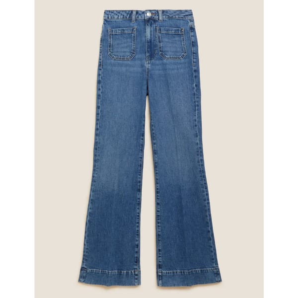 M_S Patch Pocket Flare High Waisted Jeans