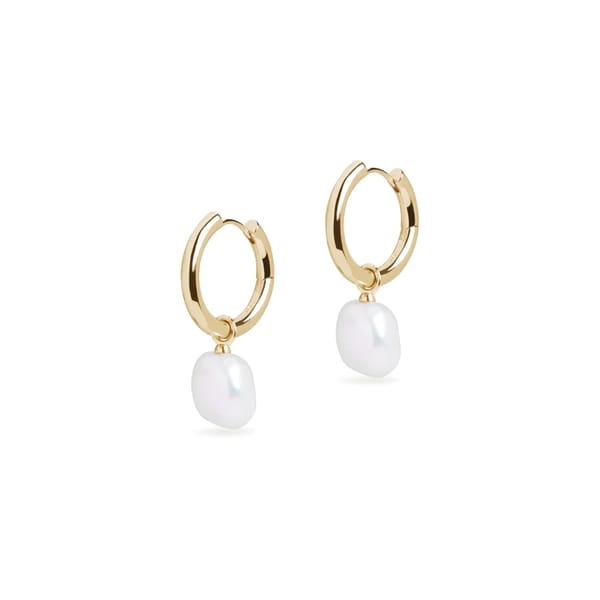 MIDI HOOP AND BAROQUE CHARM GOLD EARRING SET
