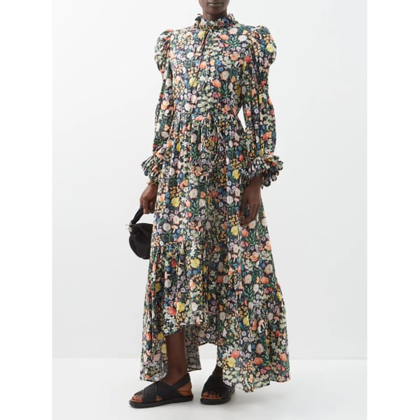 HORROR VACUI Mafalda high-neck floral-print cotton dress