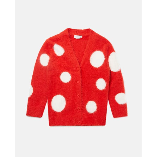 Mushroom Dot Knit Intarsia Cardigan