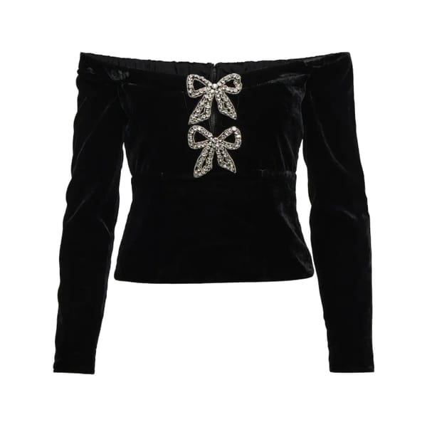 mytheresa SELF-PORTRAIT Bow-embellished velvet top £ 272